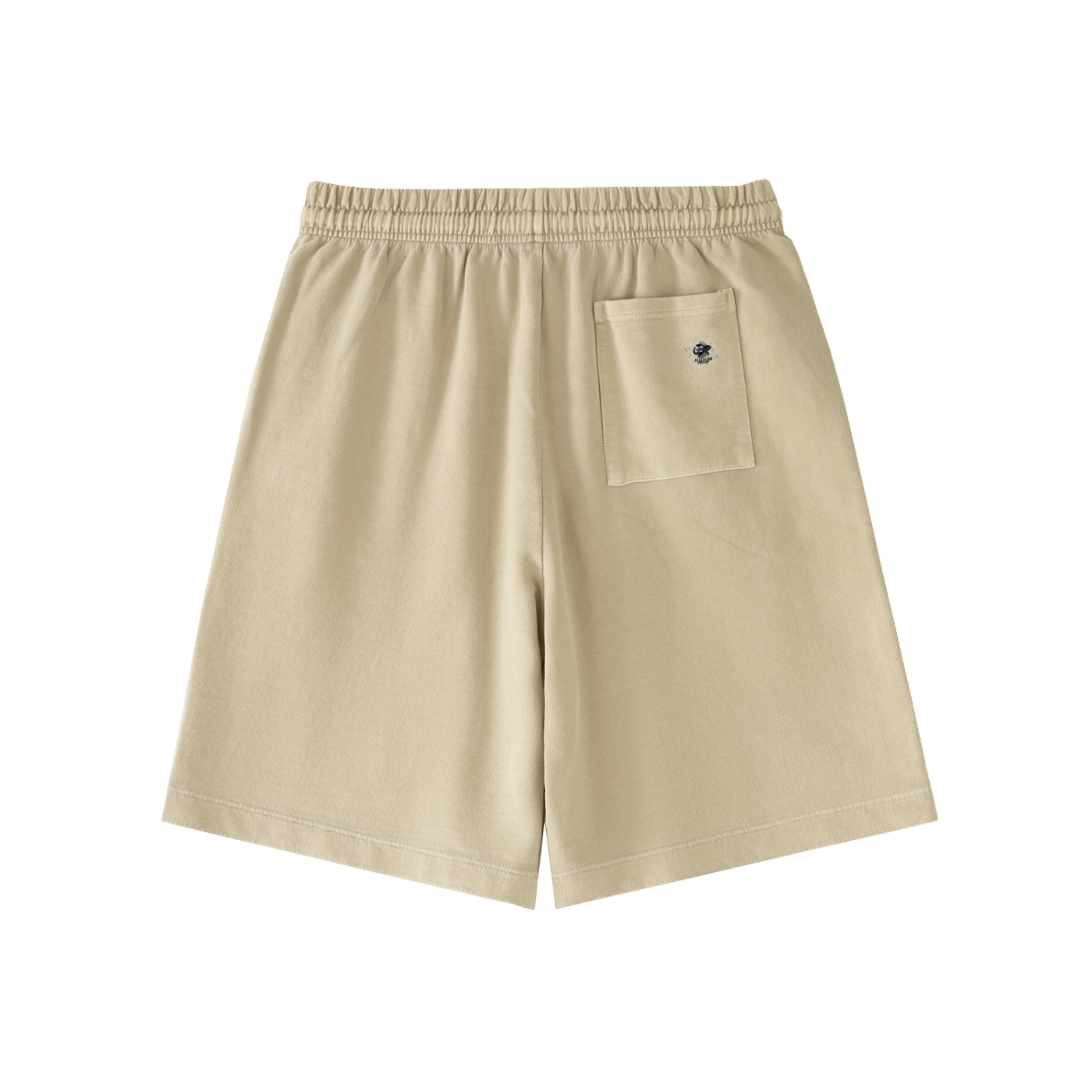 Desert sand shorts with Recession Proof Clothing logo on pocket. 