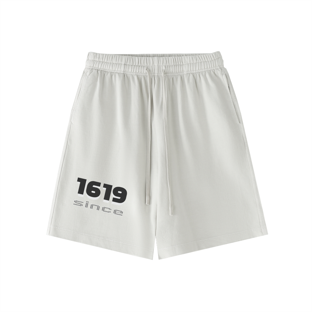 White shorts with 1619 since logo on pocket. 