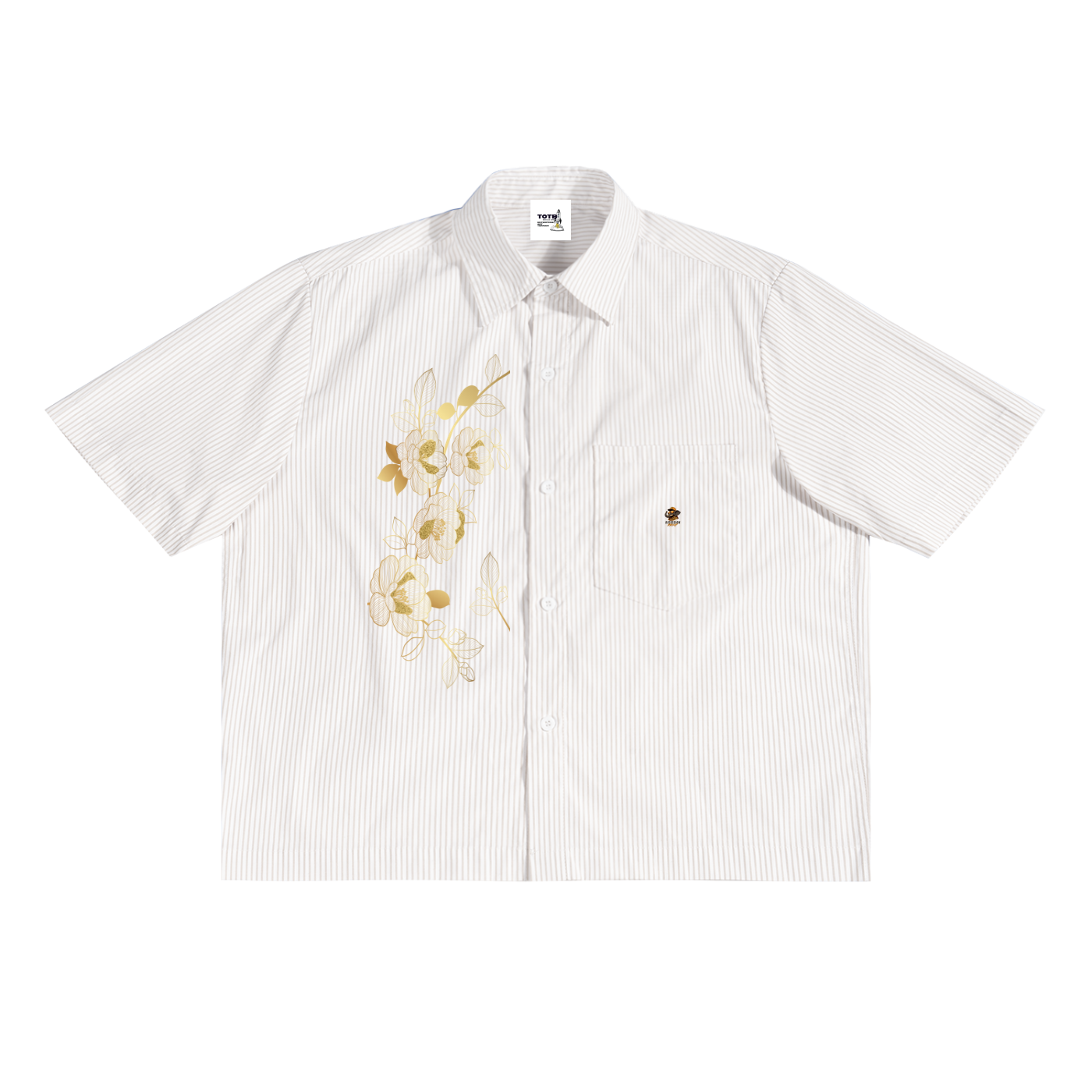 Apricot shirt with floral design 