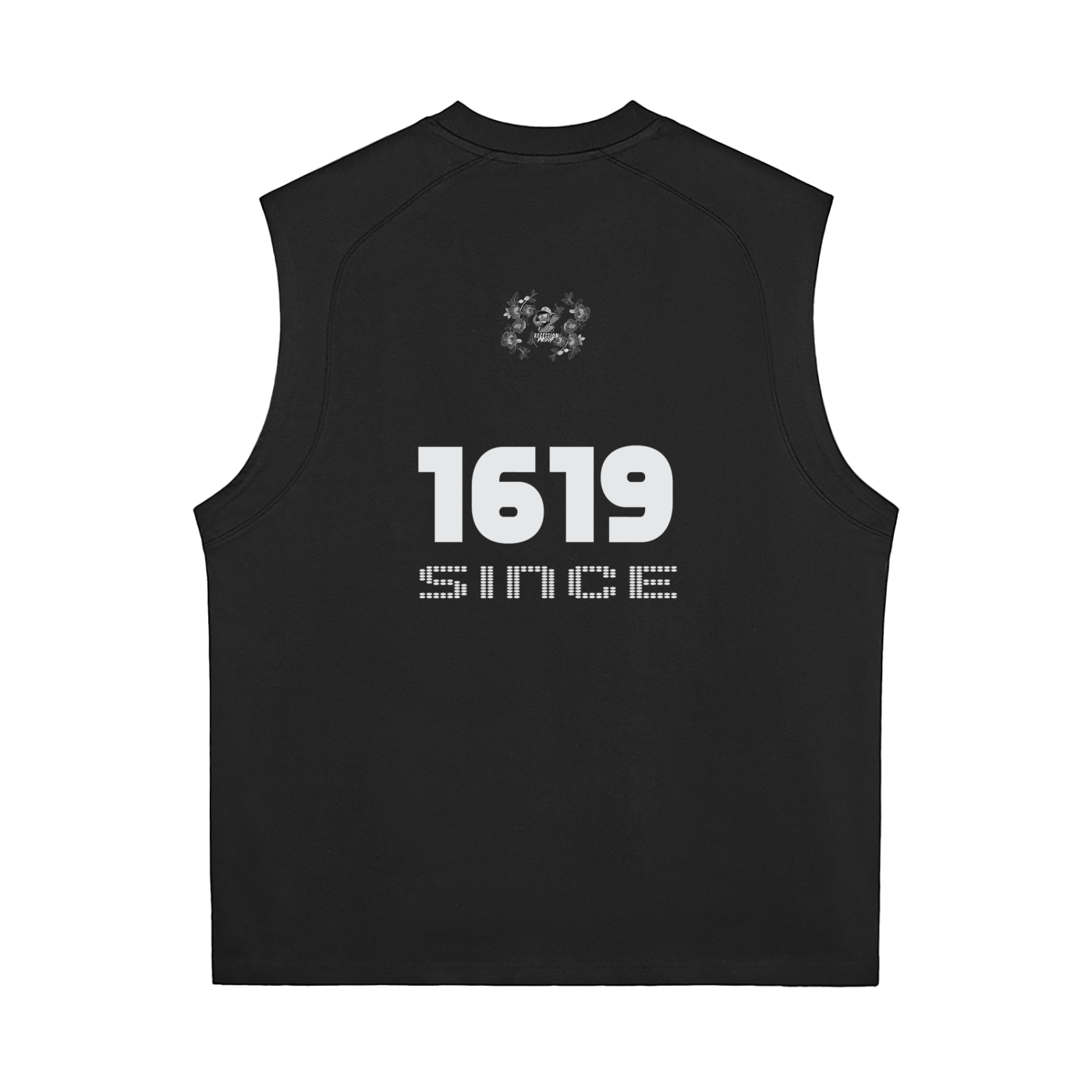 Black sleeveless shirt with '1679 Since' logo