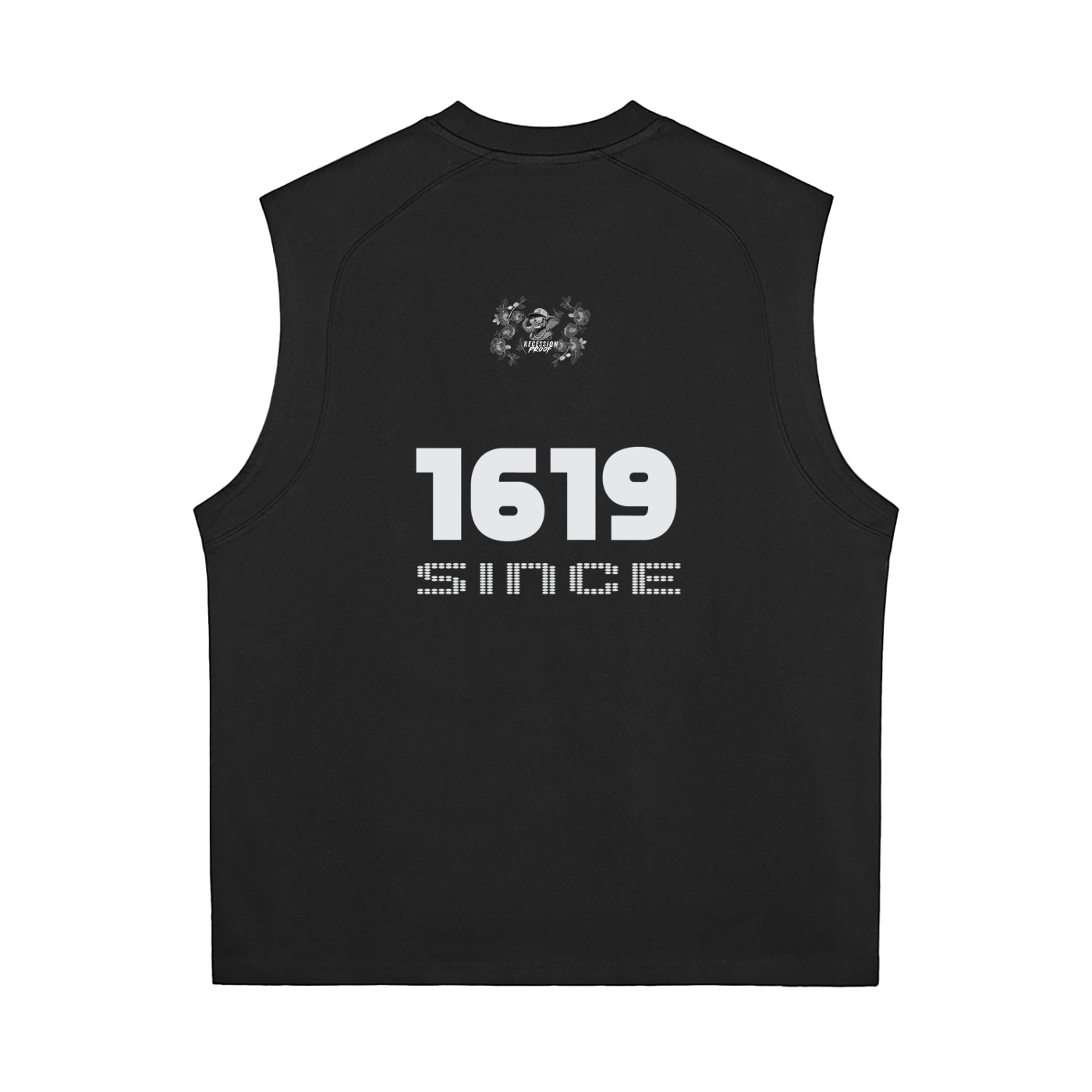 Black sleeveless shirt with '1679 Since' logo