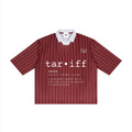 Recession Proof Definition 2026 Soccer Jersey Red pinstripe shirt with white text.